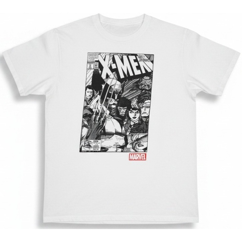 Marvel X-Men Mens Medium White Graphic T-Shirt Comic Book Logo Short Sleeve Tee